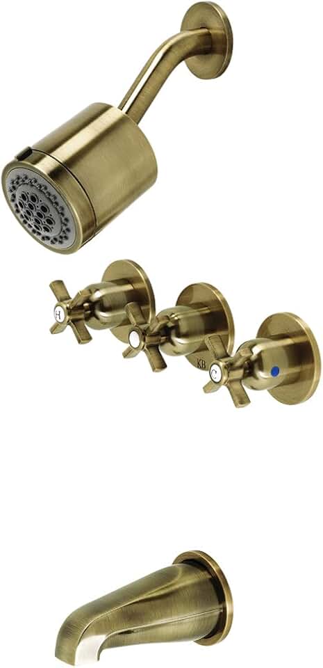 Kingston Brass KBX8133ZX Millennium Tub and Shower Faucet, Antique Brass