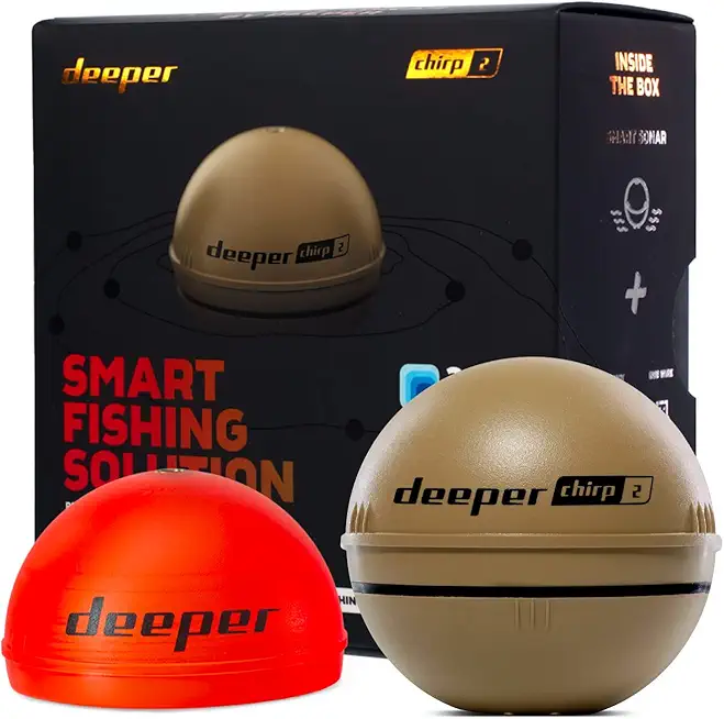 Deeper CHIRP 2 Sonar Fish Finder - Portable Fish Finder and Depth Finder for Kayaks, Boats and Ice Fishing | Castable Deeper Fish Finder with FREE User Friendly App