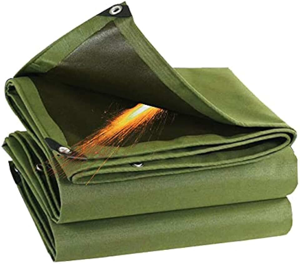 Tarpaulin Waterproof,with Reinforced Eyelets Heavy-Duty Polyethylene Canvas Tarpaulin for Coverage Cargo Car Carport Construction Etc Green,Green,5x10m