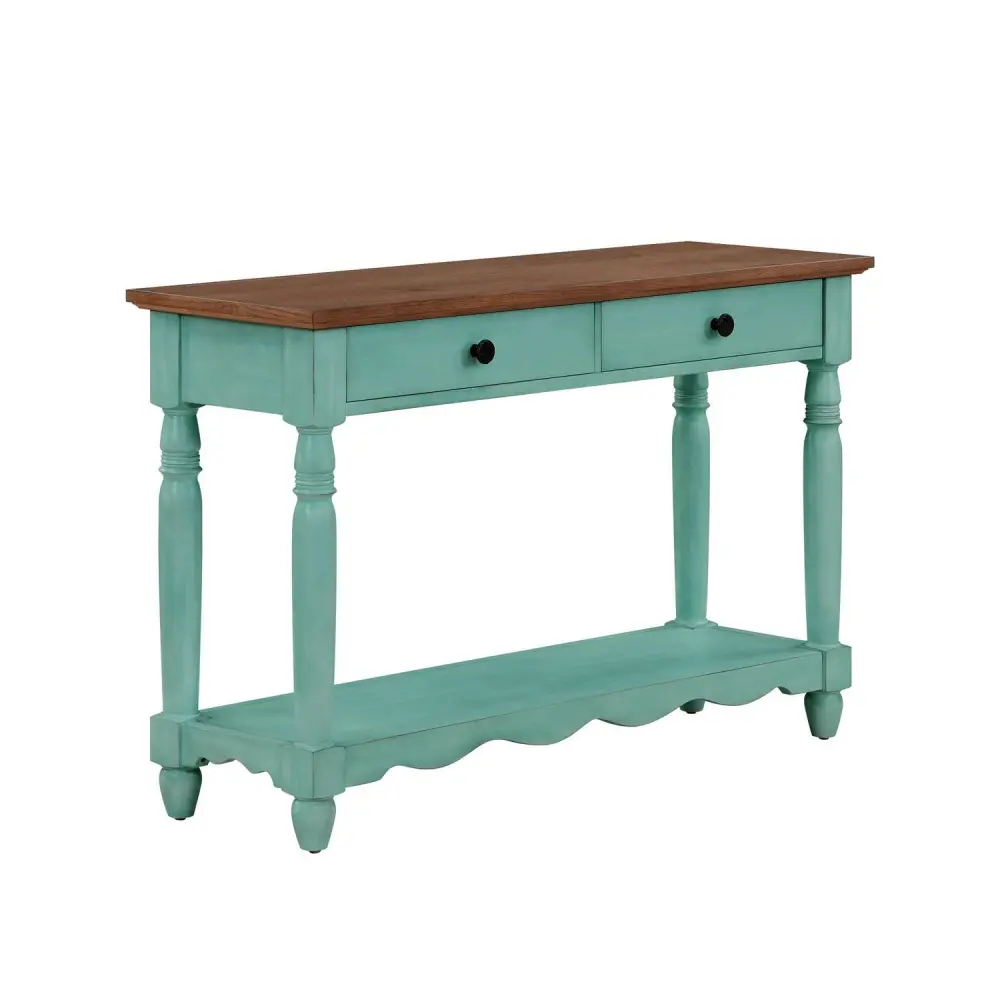 The Pioneer Woman Helen Console Table Made With Solid Wood Frame, Teal