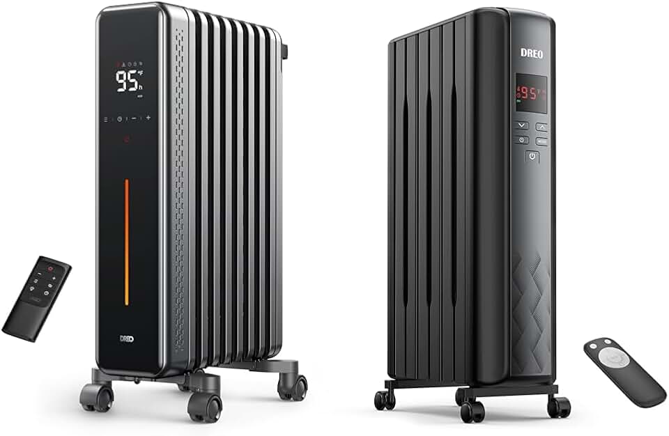 Dreo Radiator Heater, 1500W Portable Space Oil Filled with Remote Control & Radiator Heater, Upgrade 1500W Electric Portable Space Oil Filled Heater with Remote Control