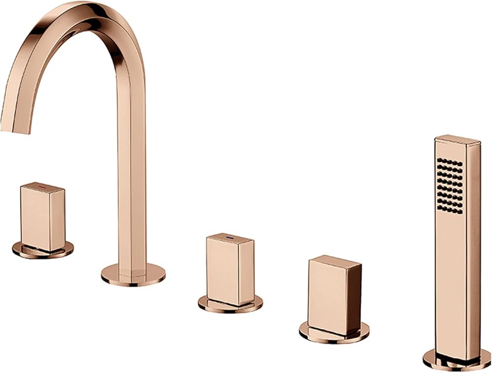 Five-Piece Bathtub Faucet Bathroom Basin Faucet, Washbasin Hot And Cold Water Mixer Tap, Copper Split Type Bathtub Shower Faucet Set, Electroplating,B