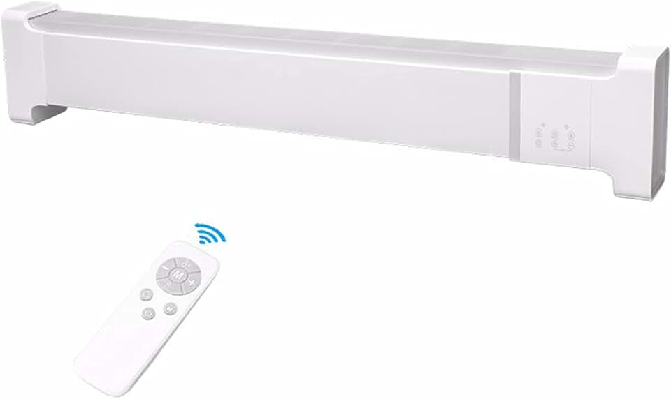 Baseboard Electric Space Heater Fan,Mobile Convector Radiator Heaters with Remote Control, Intelligent Thermostat,Safety Overheating Protection Mute Energy Saving Child Lock Heater- 2200W