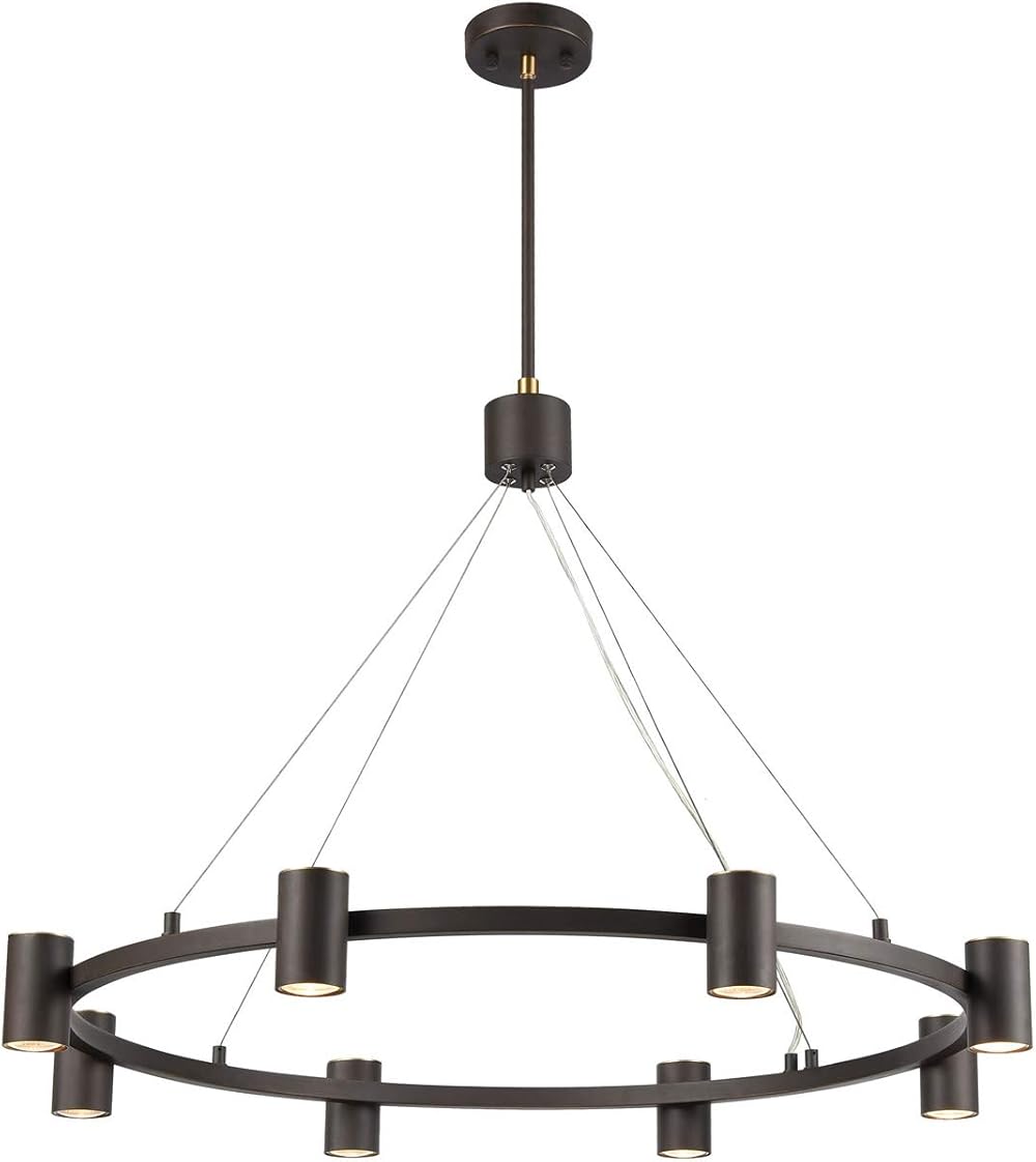 15417/8 Kempton 8-Light Chandelier, Matte Black, Satin Brass