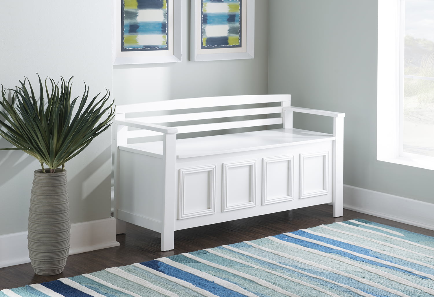 Linon Laredo Storage Bench, White