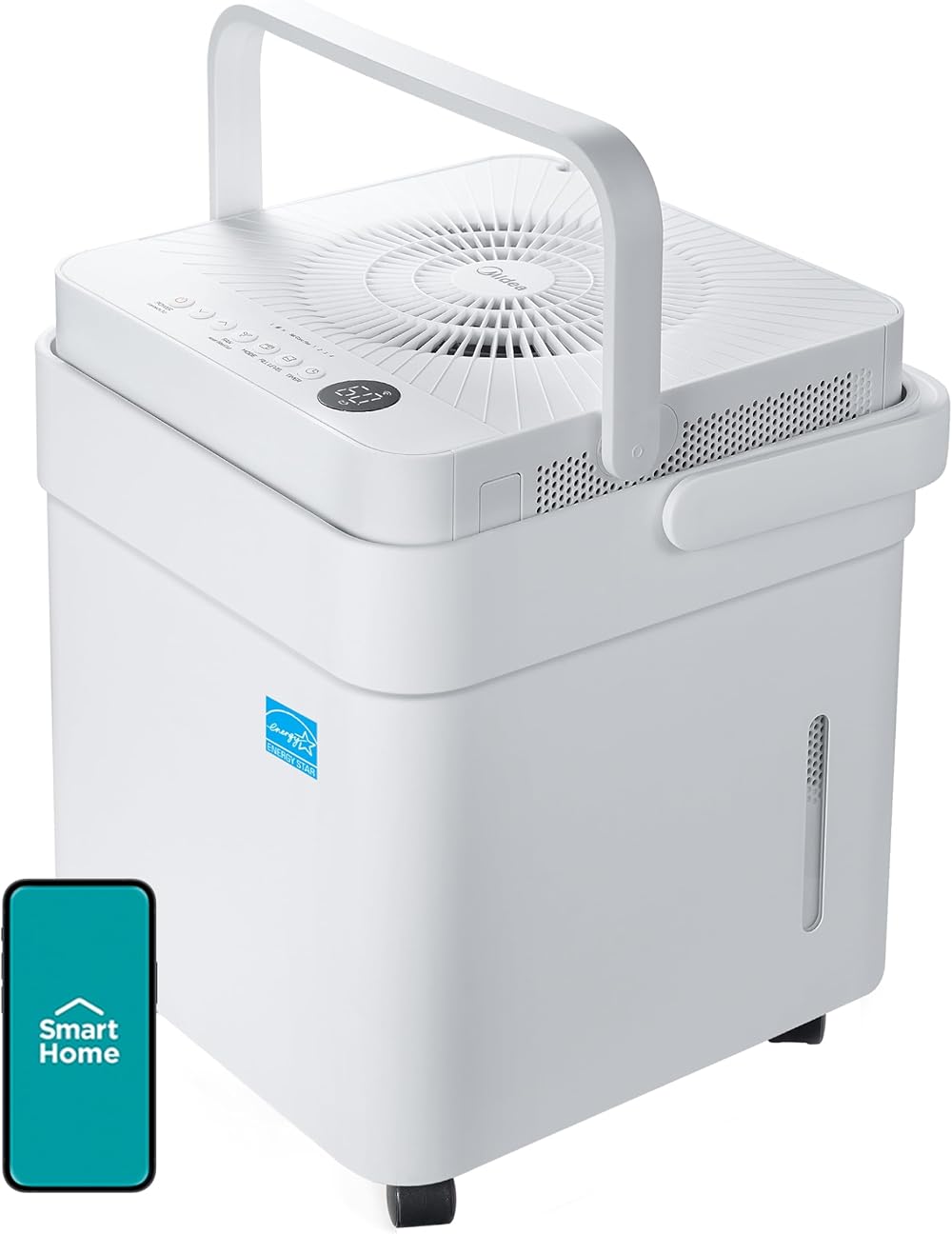 Midea Cube 50 Pint Dehumidifier for Basement and Rooms at Home for up to 4,500 Sq. Ft., Smart Control, Works with Alexa (White), Drain Hose Included, ENERGY STAR Most Efficient 2023