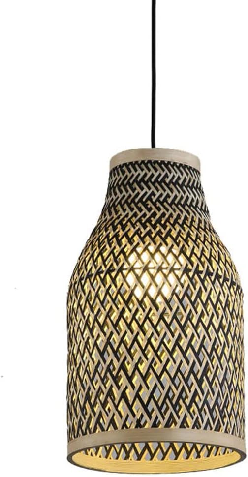 Handmade Bamboo Art Chandelier Chinese Vintage Bamboo Woven Light Fixture for Restaurant Aisle Study Kitchen Island Single Head Hanging Lamp Adjustable Hanging Droplight