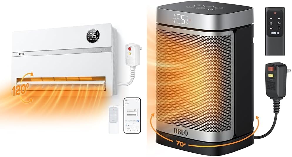 Dreo Wall Heater for Bathroom, Smart Space Heaters with ALCI Plug, 1500W & Electric Space Heater for Bathroom and Indoor, Portable Heater
