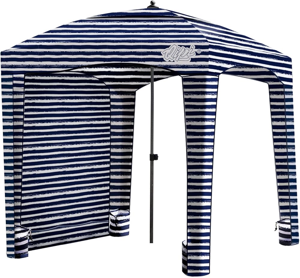 Beach Cabana - Easy to Set Up Canopy, Waterproof, Portable 6' x 6' Beach Shelter, Included Side Wall, Shade with UPF 50+ UV Protection, Ultimate Sun Umbrella - for Kids, Family & Friends