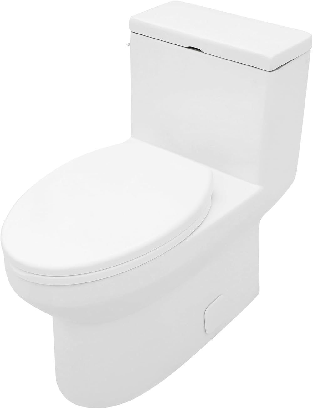 Lordear One Piece Toilet with Comfort Soft Seat Elongated Single Flush 1.28 GPF, Standard White Ceramic One Piece Toilet for Bathroom, 12