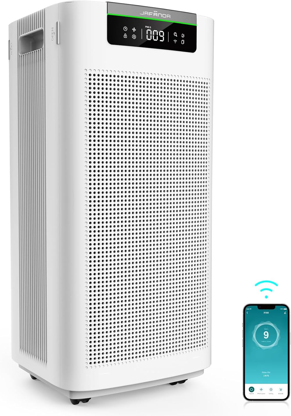 Jafända 3800 sq ft Smart Air Purifier, APP & Alexa, HEPA 13 & Activated Carbon Filters, Air Cleaner Remove Dust Pollen Smoke Allergies Mold Odors Pet Dander VOCs for Home & Office