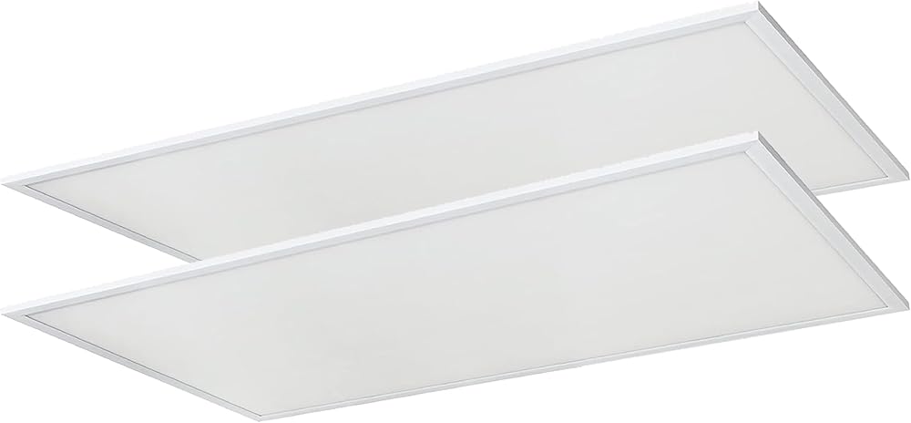 85380 2x4 FT LED Flat Panel Light, Lay-in Fixture, 60 Watts, 6000 Lumens, 3000K Color Temperature, 120-277V, Dimmable, 50,000 Hour Life Span, Energy Efficient, ETL Listed, 2 Pack