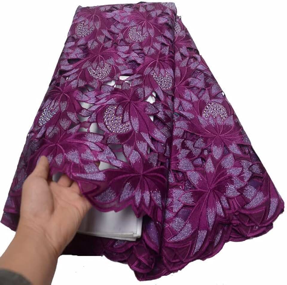 5 Yards Fashion 100% Cotton African lace Fabric, Swiss Voile lace for Women Dress