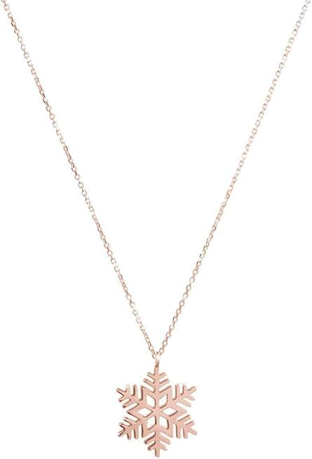 Gold Snowflake Charm, Wintertime Pendant, 9K 14K 18K Gold Necklace, Rose Gold, Unique Snow Gift For Her/code: 0.003