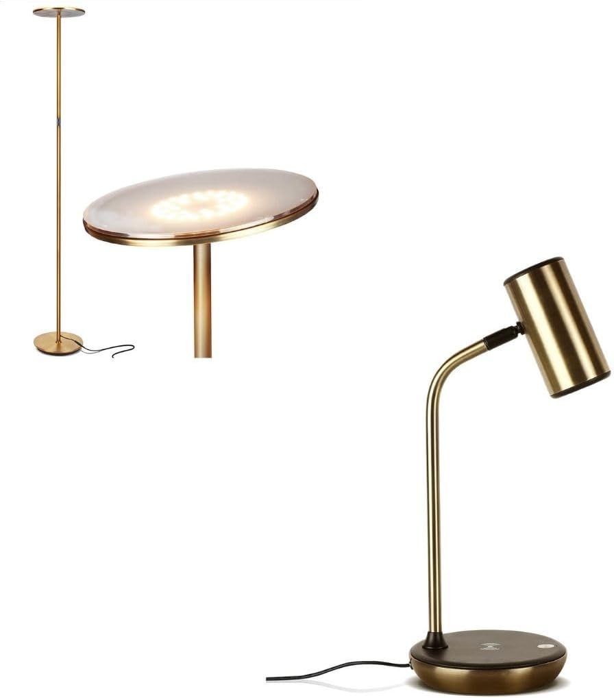 Brightech Bundle: Sky LED Torchiere Floor Lamp BUNDLED with Ezra