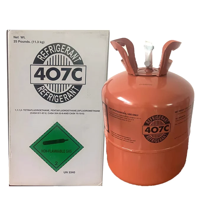 (In Stock) Cylinder packaging R407C household small commercial air conditioning refrigerant 25LB