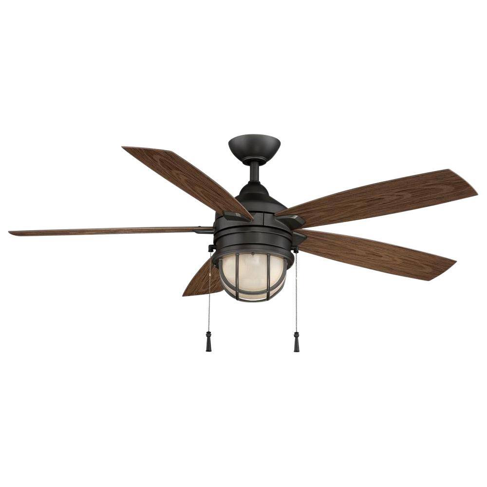 Hampton Bay 52-inch Indoor/Outdoor Natural Iron Ceiling Fan with LED Light Kit