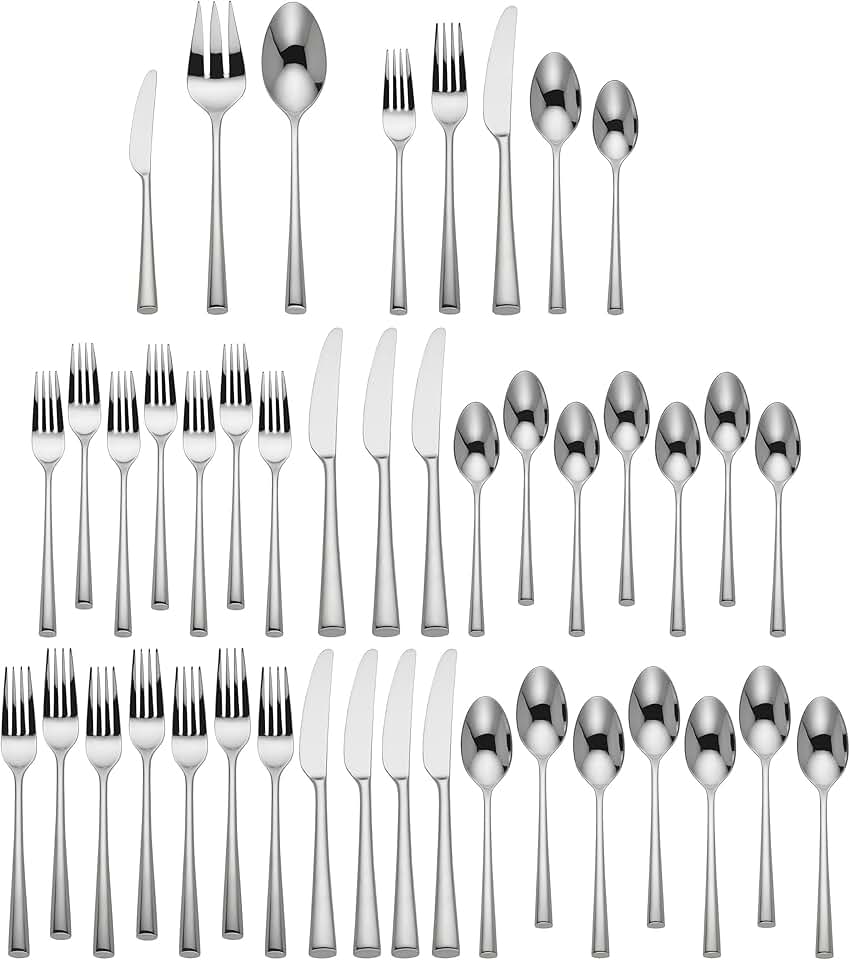 DANSK Bistro Cafe 43-piece Flatware Set, 5.85 LB, Metallic
