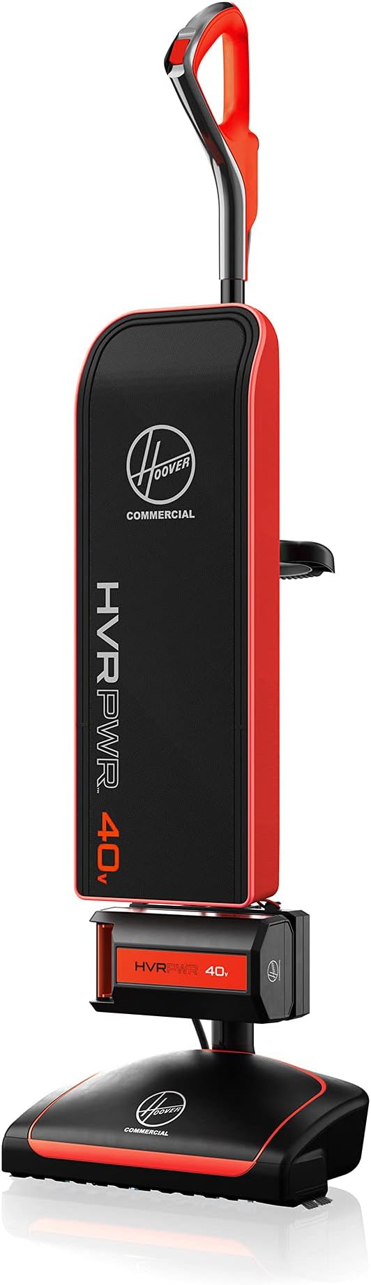 Hoover Commercial HVRPWR 40V Cordless Upright, Lightweight HEPA Filter Pro Grade 15 Pounds 10 Quart, CH95519, Black/Orange
