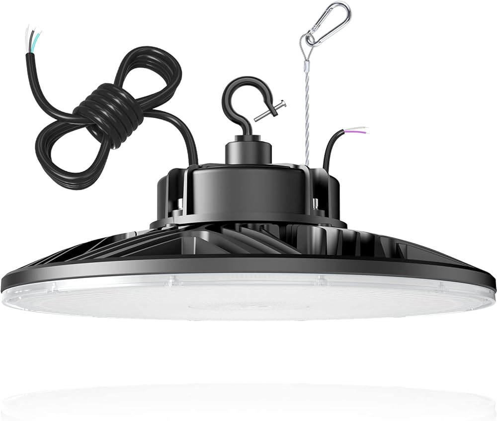 480V UFO LED High Bay Light 150W 21000LM 0-10V Dimmable UL & DLC Listed Commercial Warehouse Lights 5000K IP65 Shop Workshop Garage Factory Lowbay Lighting Fixture AC277-480V