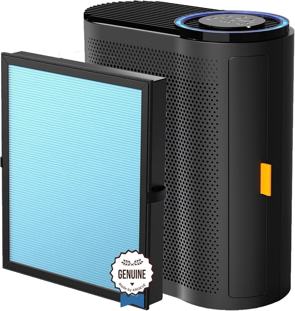 AROEVE Air Purifier(MK04-Black) for Home with Two Air Filter(One Basic Version & One Standard Version) for Dust, Pet Dander, Smoke, Pollen