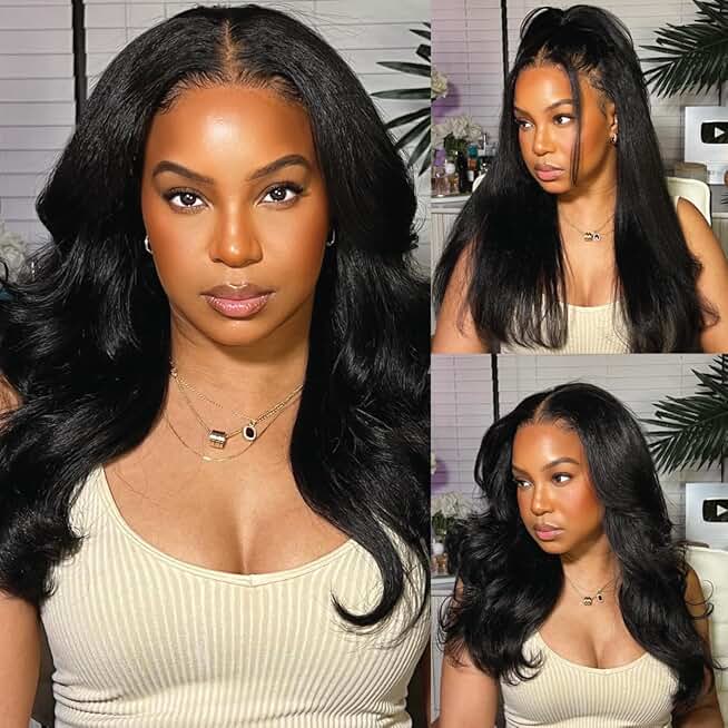 Nadula Yaki Straight Bye Bye Knots Lace Frontal Wig Pre Everything Glueless 13x4 Pre-Cut Lace Front Wig Human Hair with 3D Dome Cap Pre Plucked and Bleached Knots 150% Density 24 inch