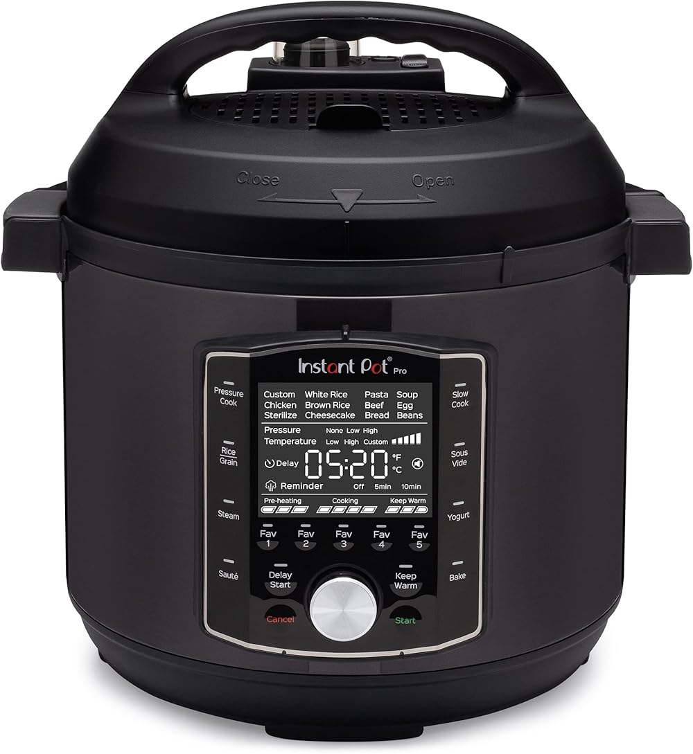 Pot Pro (8 QT) 10-in-1 Pressure Cooker, Slow Cooker, Rice/Grain Cooker, Steamer, Sauté, Sous Vide, Yogurt Maker, Sterilizer, and Warmer, Includes App With Over 800 Recipes, Black