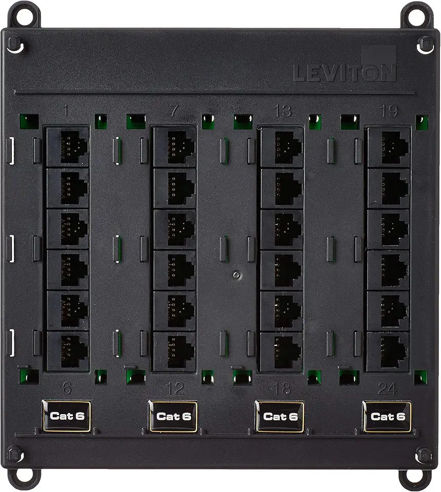 Leviton 476TM-624 Twist and Mount Patch Panel, CAT 6 24 Port