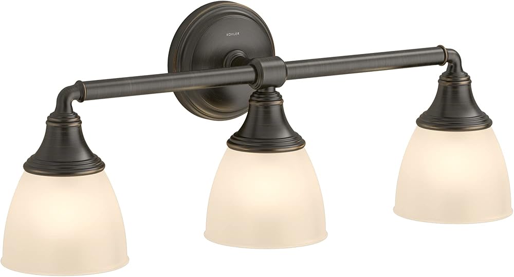 KOHLER Devonshire Bathroom Vanity Light Fixture, Wall Sconce Lighting, Position Facing Up or Down, UL Listed, 3 Light, Oil Rubbed Bronze