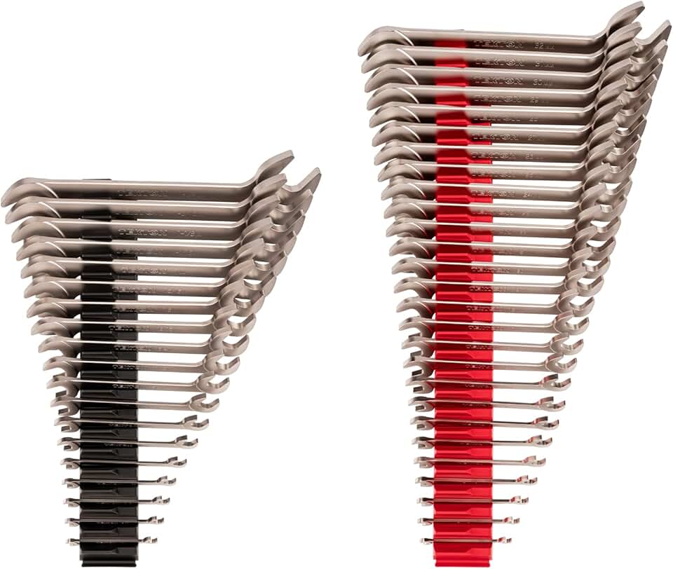 TEKTON Angle Head Open End Wrench Set with Modular Wrench Organizer, 46-Piece (1/4-1-1/4 in., 6-32 mm) | WAE93503 | Made in USA