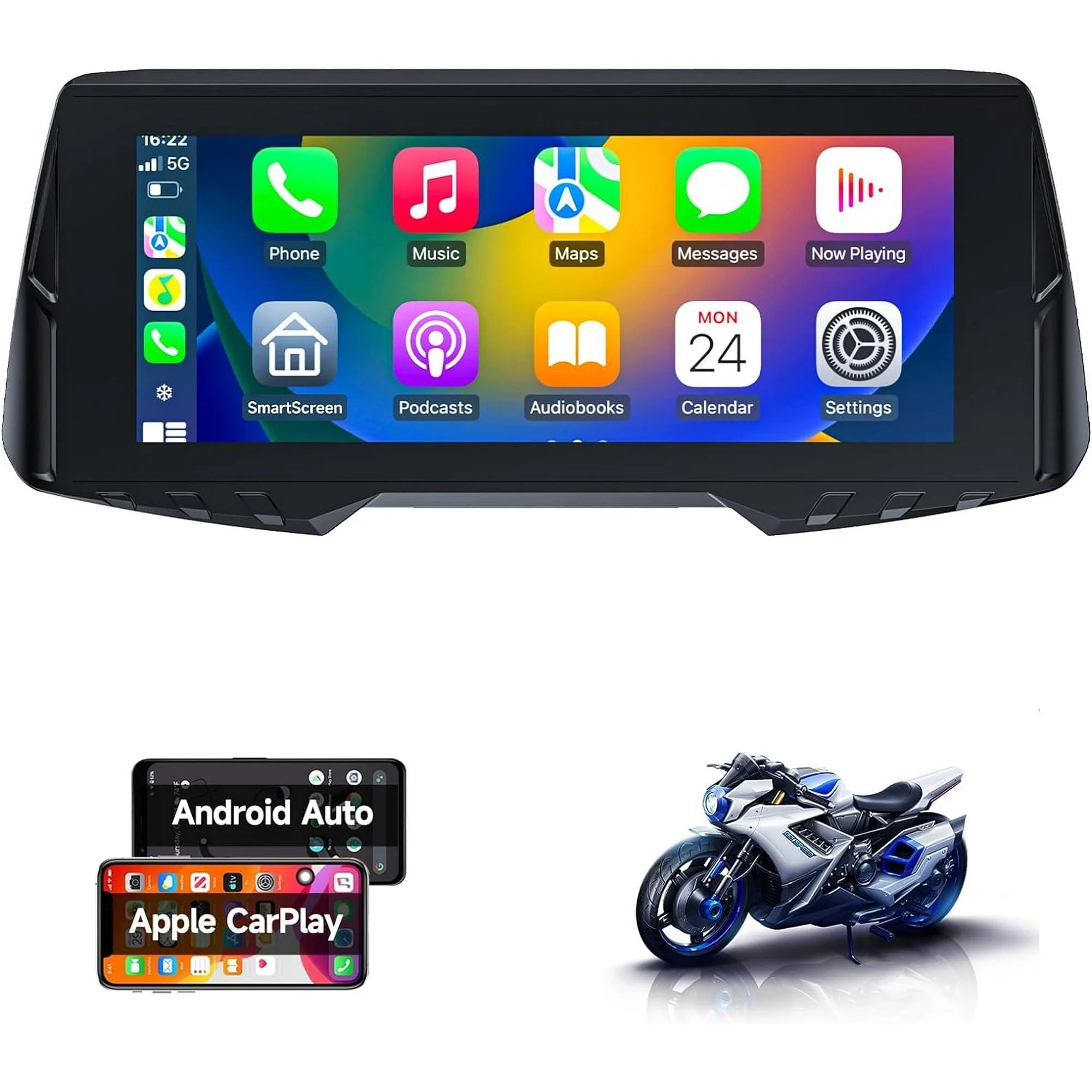 Spedal CL876L 6.86Inch Wireless CarPlayAndroid Auto Screen for Motorcycle IPX7 Waterproof Siri & Google Voice Control Navigation Touch Screen