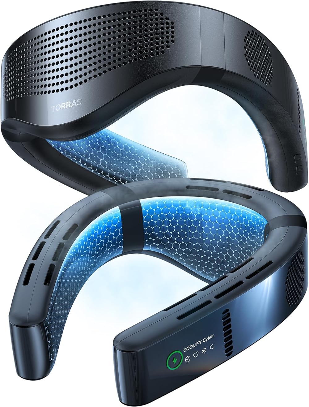 TORRAS [COOLiFY Cyber・2024 Flagship] Neck Air Conditioner, Ultimate Immersive Cooling Portable Neck Fan Rechargeable with 6000mAh, Neck Cooler Neck Fans that Blow Cold Air for gifts