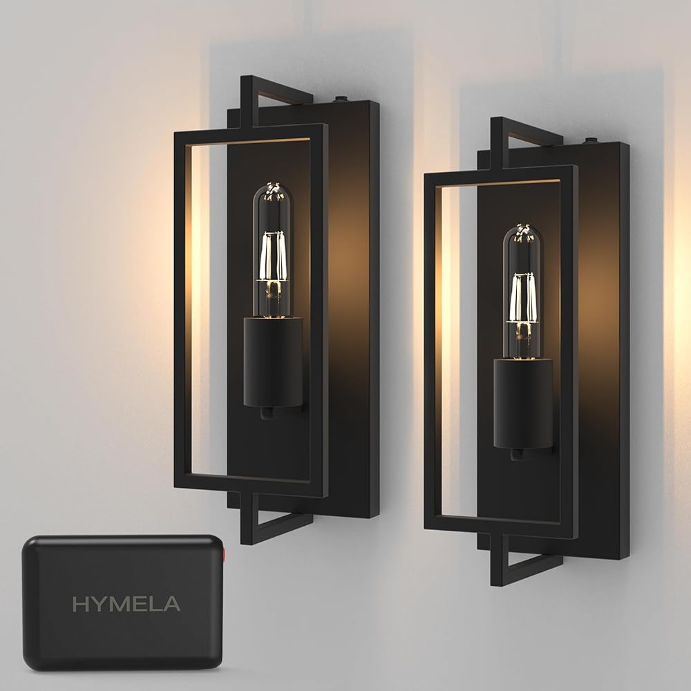 V03 Battery Operated Wall Sconce + 5000mAh Replaceable Battery, Safe Lithium Polymer Battery Lasts Up to 18 Hours, Rechargeable Wall Lamp for Bathroom Hallway Kitchen Mirror Black(Bulb Include)
