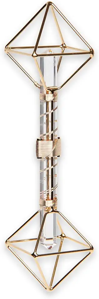 Crystal Wand - Meditation Healing Tool - Solar Vajra with Magnets & Gold-Fill Wire - 10