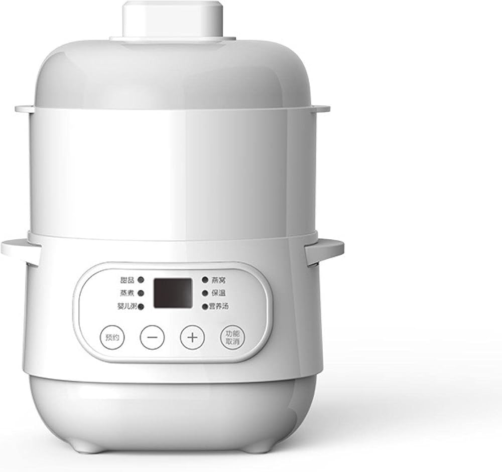 TRASKA Electric Cooker Household Automatic Waterproof stew Bird's nest stew Cup Ceramic Multi-Functional Cooker Soup Pot Small Household Appliance Casserole White Version (with Steamer)