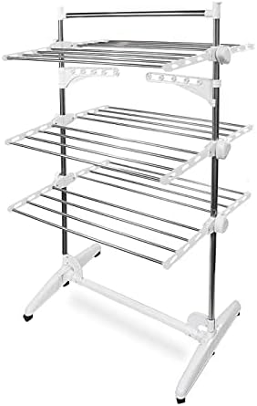 Clothes Drying Rack 3 Layer Folding Clothes Hanger Clothes Dryer Very Large Clothes Floor Standing Coat Rack Drying Racks Shelf Organizer Drying Rack
