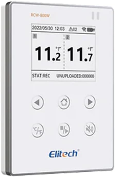 WiFi Remote Dual Temperature Datalogger (Range: -40 to 80°C/ -40 to 176°F) for Warehouses, Cold Storage, Refrigerated Trucks, Cool & Medicine Cabinets | Model: Elitech RCW-800W-TDE