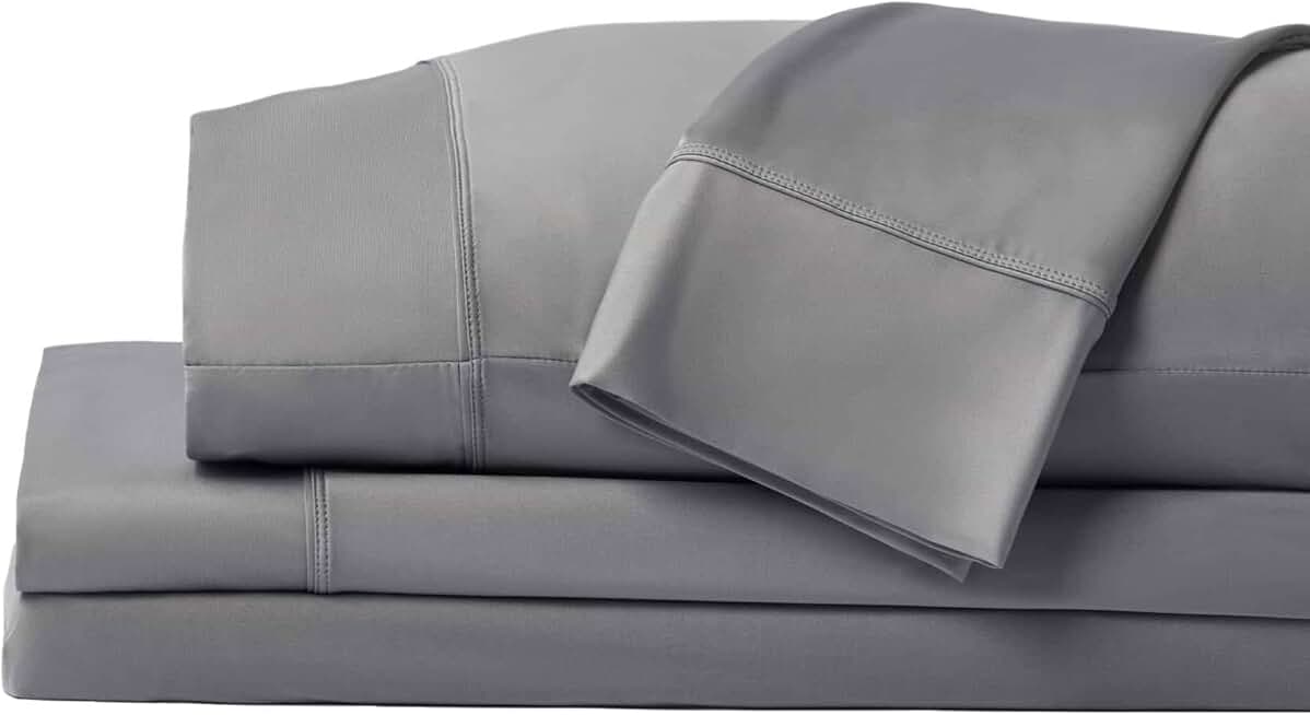 SHEEX - Original Performance Sheet Set with 2 Pillowcases, Ultra-Soft Fabric Cooling and Breathes Better Than Traditional Cotton - Graphite, Split King