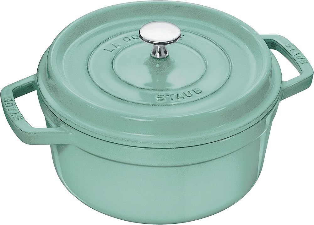 Staub 40508-704 Pico Cocotte Round, Sage Green, 8.7 inches (22 cm), Double-Handed, Enameled Pot, Induction Compatible, Authentic Japanese Product