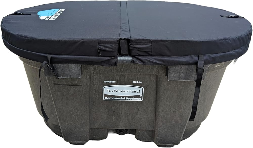 -100 Gallon Oval Stock Tank HARD Insulated Hot Tub Cover Ice Water Therapy Ice Bath Cover Cold Water Cover 100 Gallon Oval Stock Tank Waterproof Rip Proof Tough Keeps Tanks Clean