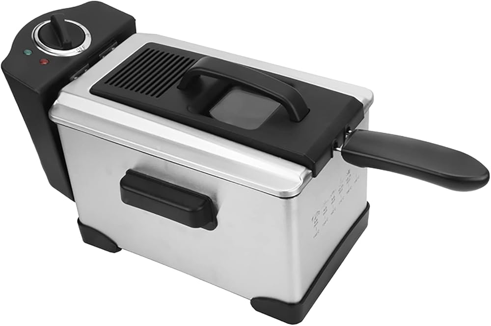 Electric Deep Fryer 2.5L Deep Fat Fryer Stainless Steel Deep Fat Countertop Fryer Non-Stick Coating with Viewing Window, Temperature Control, Removable Oil Basket, 1400W