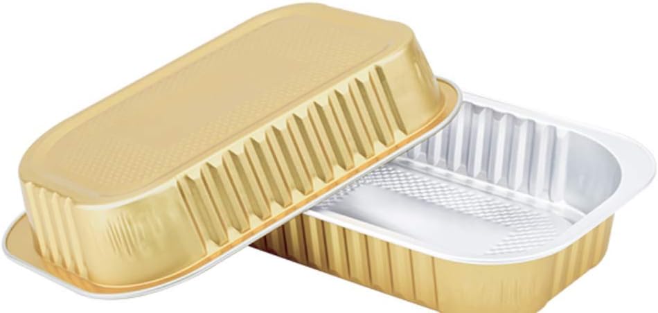 KEISEN 6.4 inch *4 inch Square 320ml 13oz Disposable Aluminum Foil Cups for Muffin Cupcake Baking Bake Utility Ramekin Cup (GOLD, 1000)