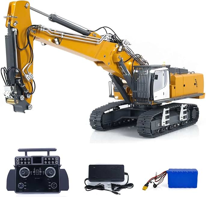 1/14 Hydraulic RC Excavator K970-301S 3-Arm Remote Controller Motor Servo ESC Light & Sound System for Adult Hobby