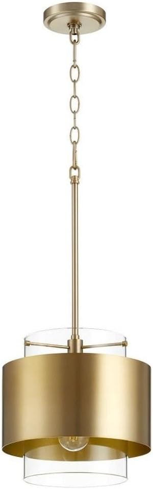 Quorum 8012-80 Contemporary Modern One Light Pendant in Brass - Antique Finish,