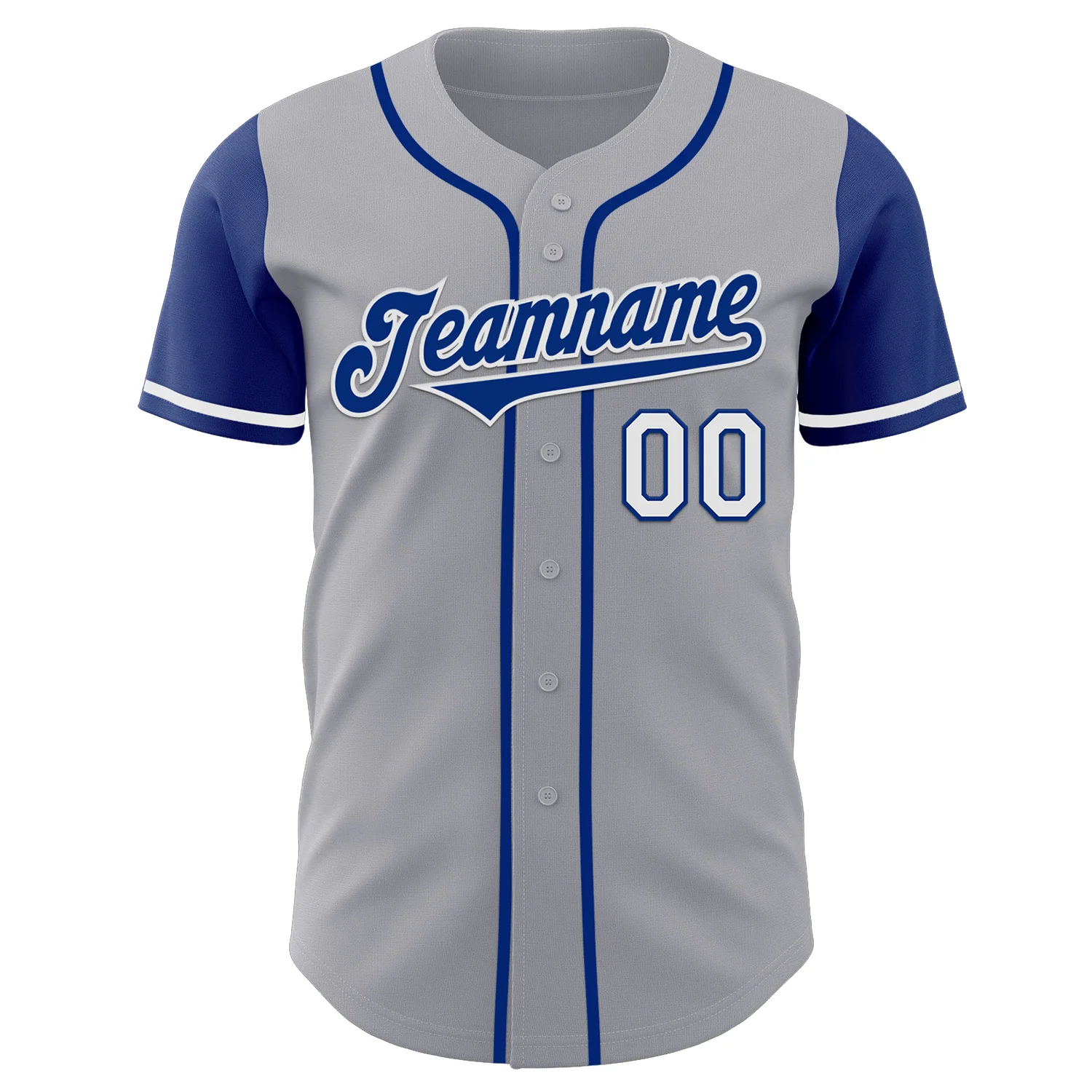 Custom Gray Royal-White Authentic Two Tone Baseball Jersey