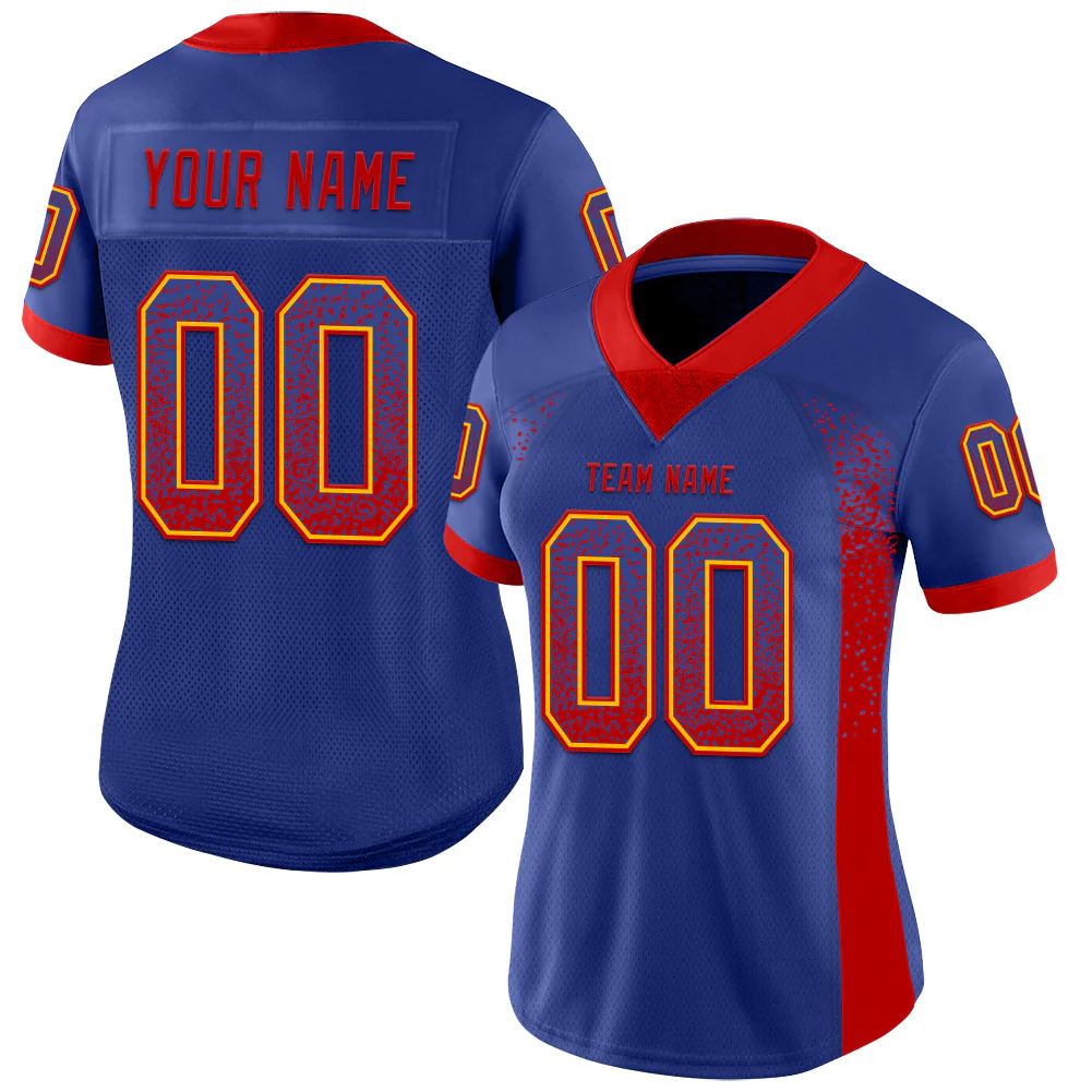Custom Royal Red-Gold Drift Fashion Football Jersey