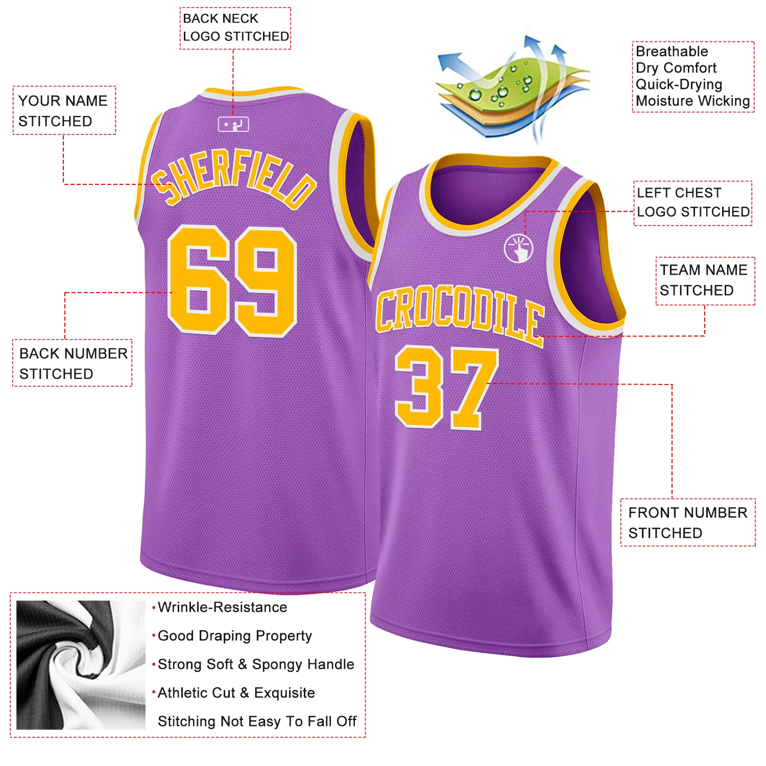 Custom Medium Purple Gold-White Authentic Basketball Jersey