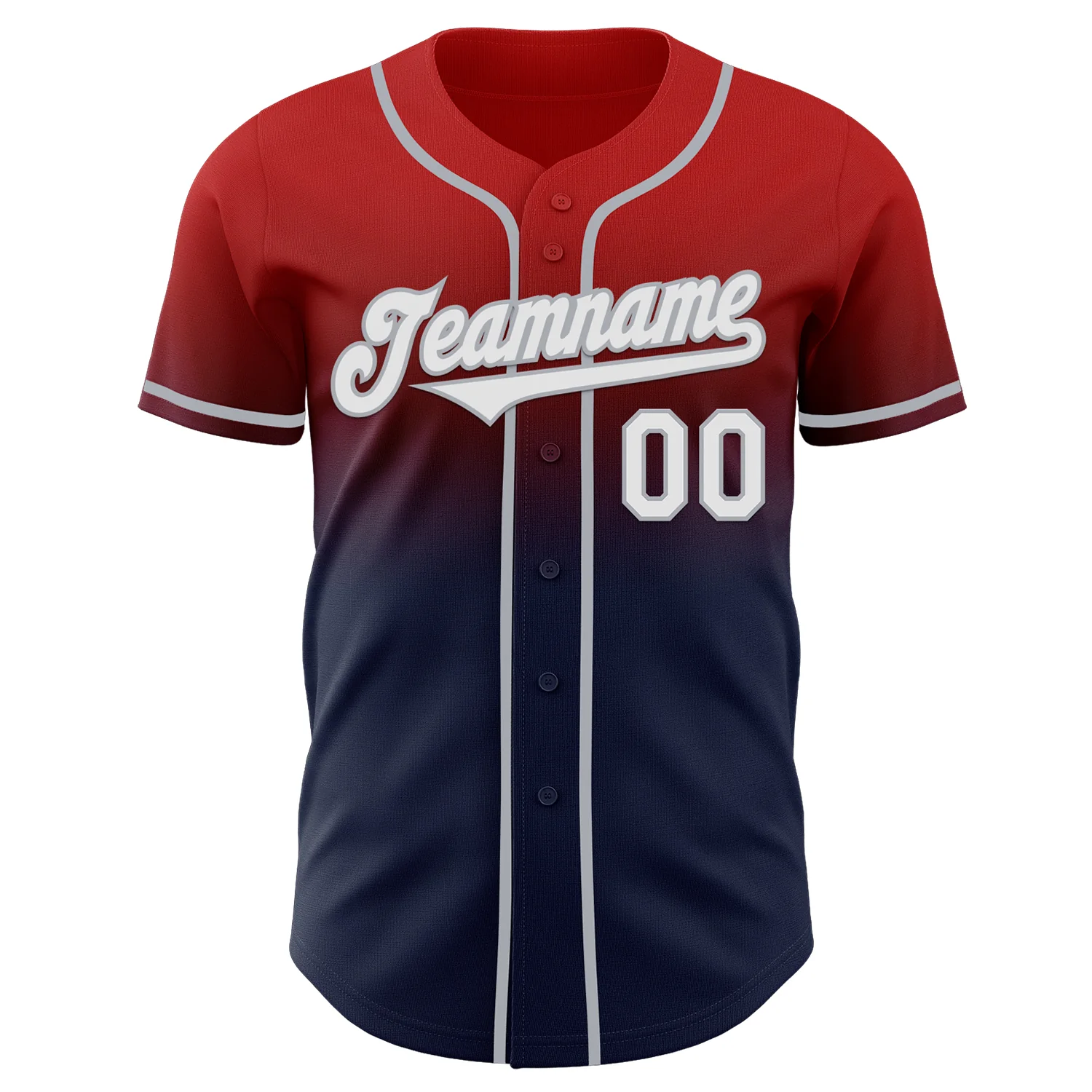 Custom Red Navy-Gray Authentic Fade Fashion Baseball Jersey