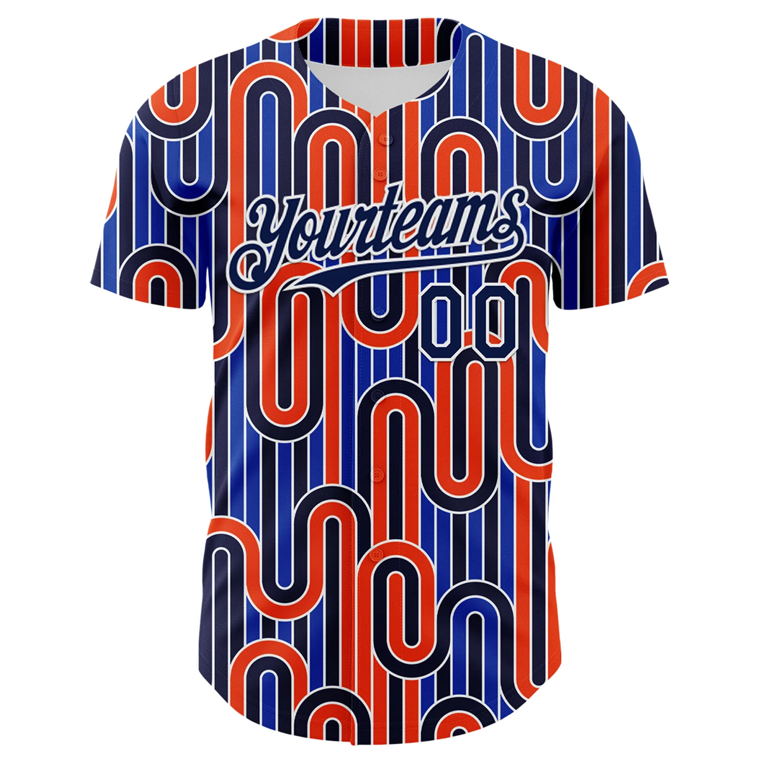 Custom Blue Navy Orange-White Valentine's Day Line Authentic Baseball Jersey