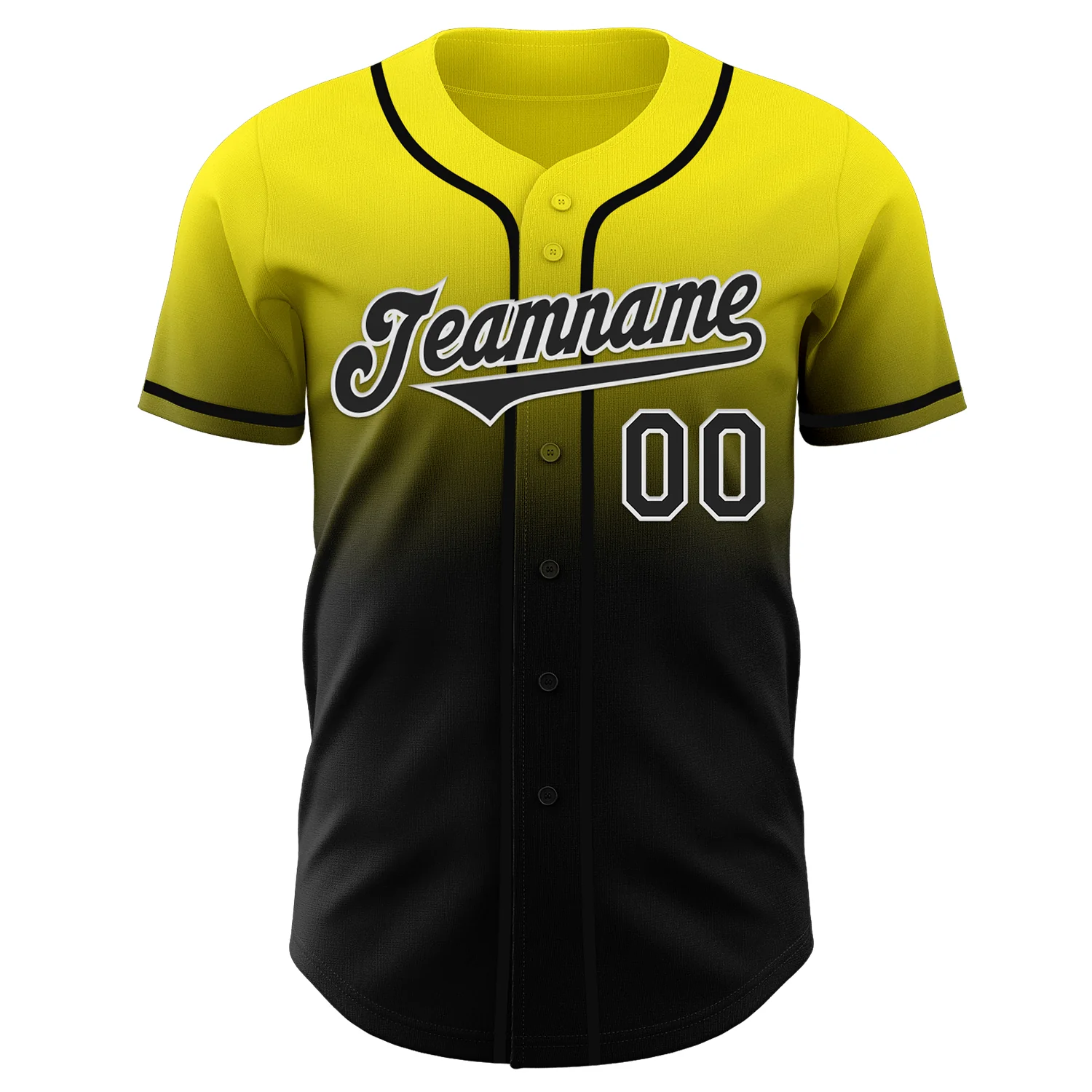 Custom Light Yellow Black-White Authentic Fade Fashion Baseball Jersey